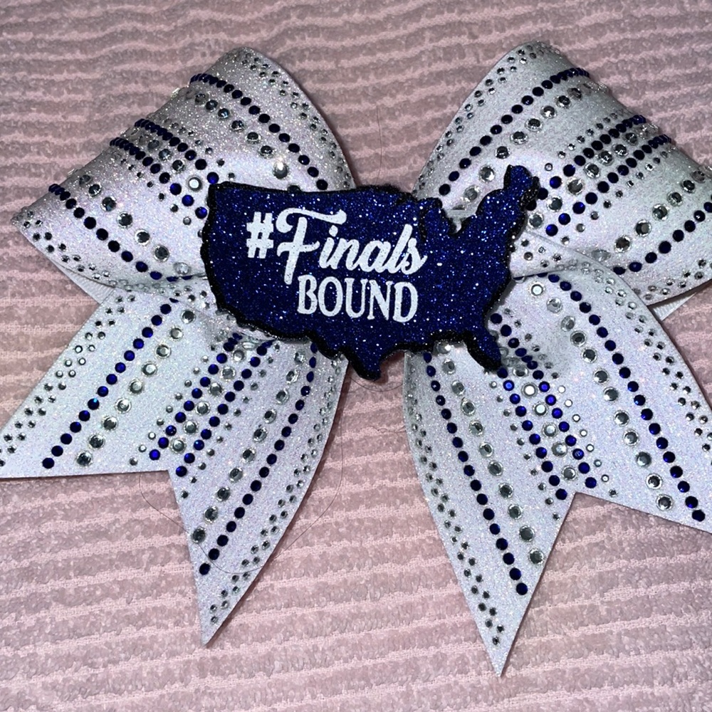 5 for $20 Navy blue silver and white bow
